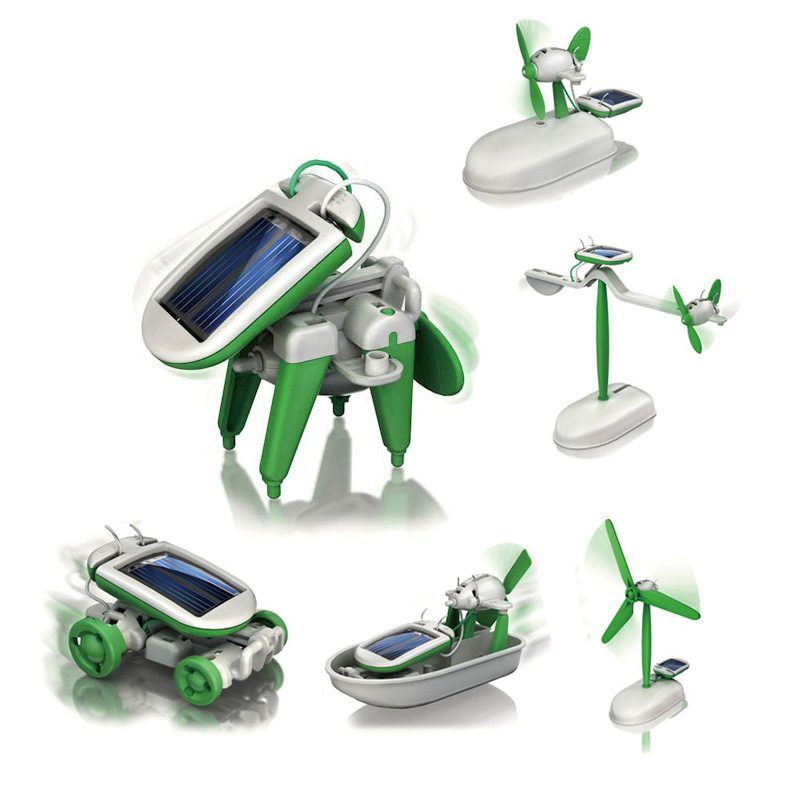 Solar Powered Robot Kit 14 In 1 - 6-in-1ソーラーパワー・ロボットキット：組み立て式の船、風車、車のおもちゃ。科学実験やDIYに最適。誕生日プレゼントに。