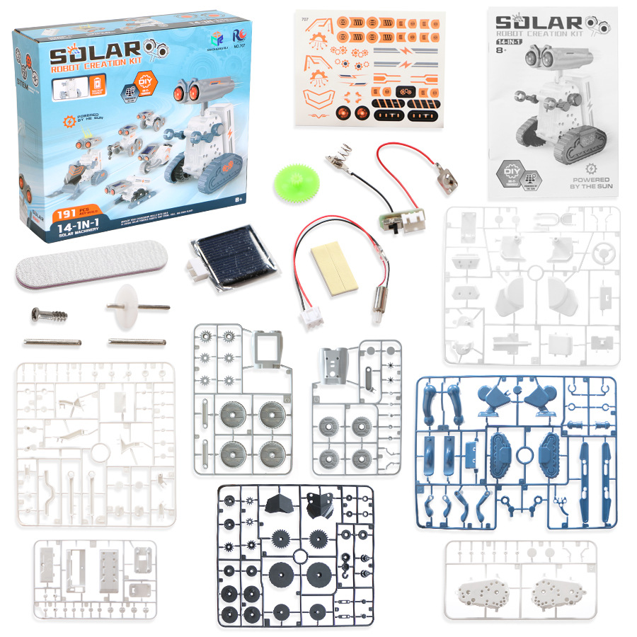 Solar Powered Robot Kit 14 In 1 - 14 in 1 ソーラー駆動DIYプログラマブルロボット組み立てブロックキット 教育科学組み立て玩具 子供・ティーン向けホリデーギフト