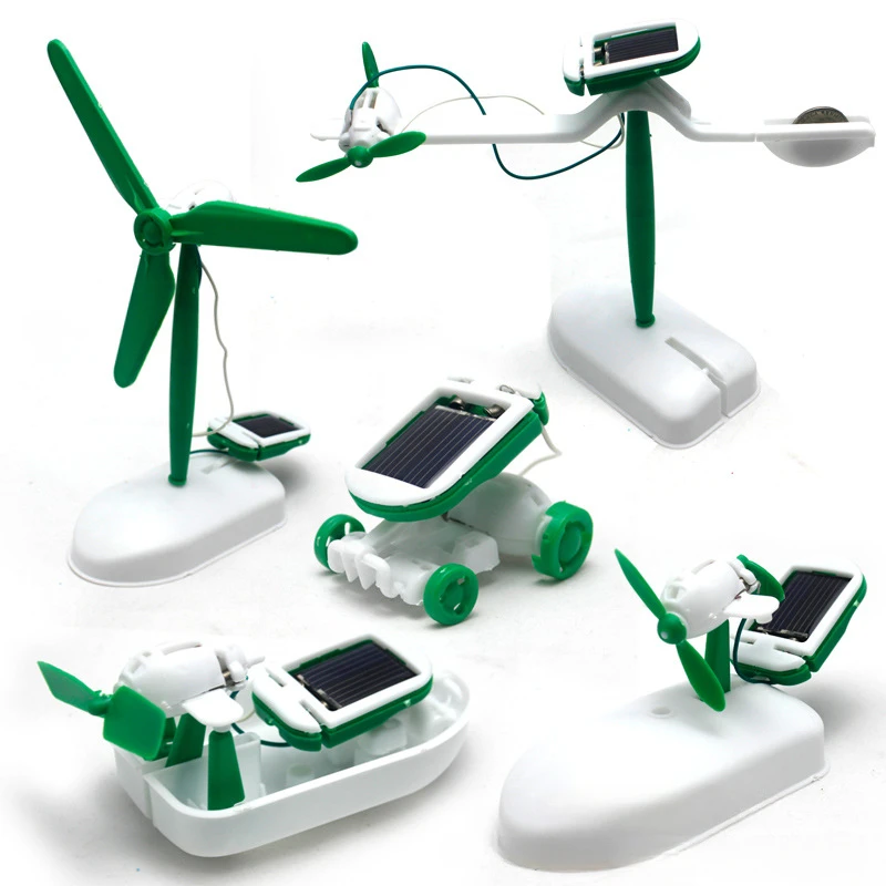 Solar Powered Robot Kit 14 In 1 - 6-in-1 太陽光発電ロボットキット組み立て船ファン風車車のおもちゃ科学ラボ DIY キッズ教育ガジェット