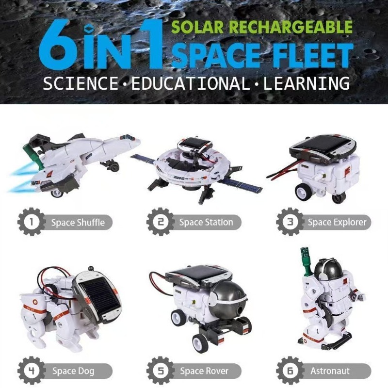 Solar Powered Robot Kit 14 In 1 - 6-in-1 ソーラーパワー STEM ロボットキット DIY 教育科学実験構築おもちゃ宇宙船組立おもちゃ子供男の子ギフト用