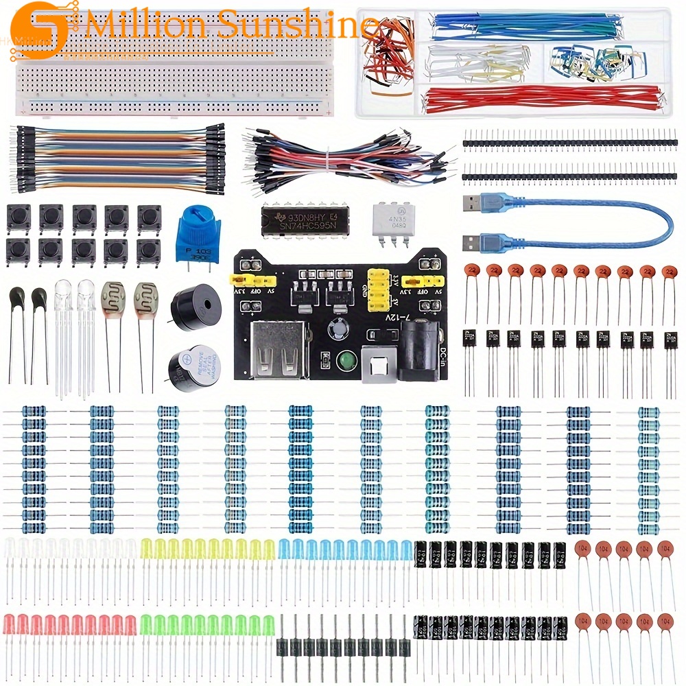 Breadboard Jumper Wires Power Supply Kit - エレクトロニクスキット 電源モジュール ジャンパーワイヤー 精密ポテンショメータ 830タイポイント ブレッドボード