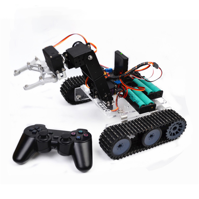 Programmable Robotic Arm Kit Arduino - リモートコントロールタンク,arduinoロボット用rcタンク付きロボット,DIYキット,アクリルps2,リモートコントロールタンク,mg996,プログラム可能なロボットカー,4個