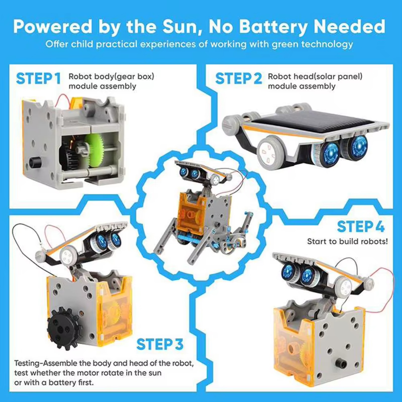 Solar Powered Robot Kit 14 In 1 - 13 in 1 ソーラー式ロボット科学キット DIY組み立てブロック 子供向け知育玩具