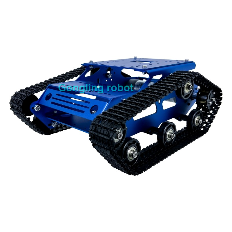 Raspberry Pi Robot Platform Tank Chassis - スマートロボットカータンクシャーシキットアルミニウム合金ビッグプラットフォーム、Arduino/Raspberry Pi DIYリモートコントロールロボット用2WDモーター付き