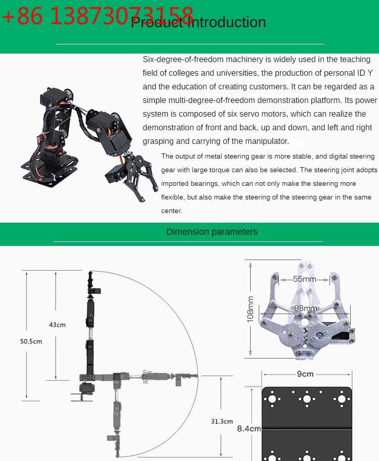 Programmable Robotic Arm Kit Arduino - シルバー6DOFロボットメタルアロイメカニカルアームクローMG996 Arduino用DIYキット 教育用ロボット PS2プログラマブルロボットアーム