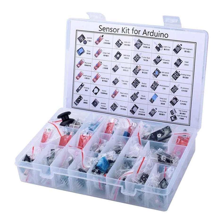 Arduino Sensor Kit 37 Modules Starter - Arduino用45 in 1センサーモジュールスターターキット、37 in 1センサーキットよりも優れたもの、箱付き37 in