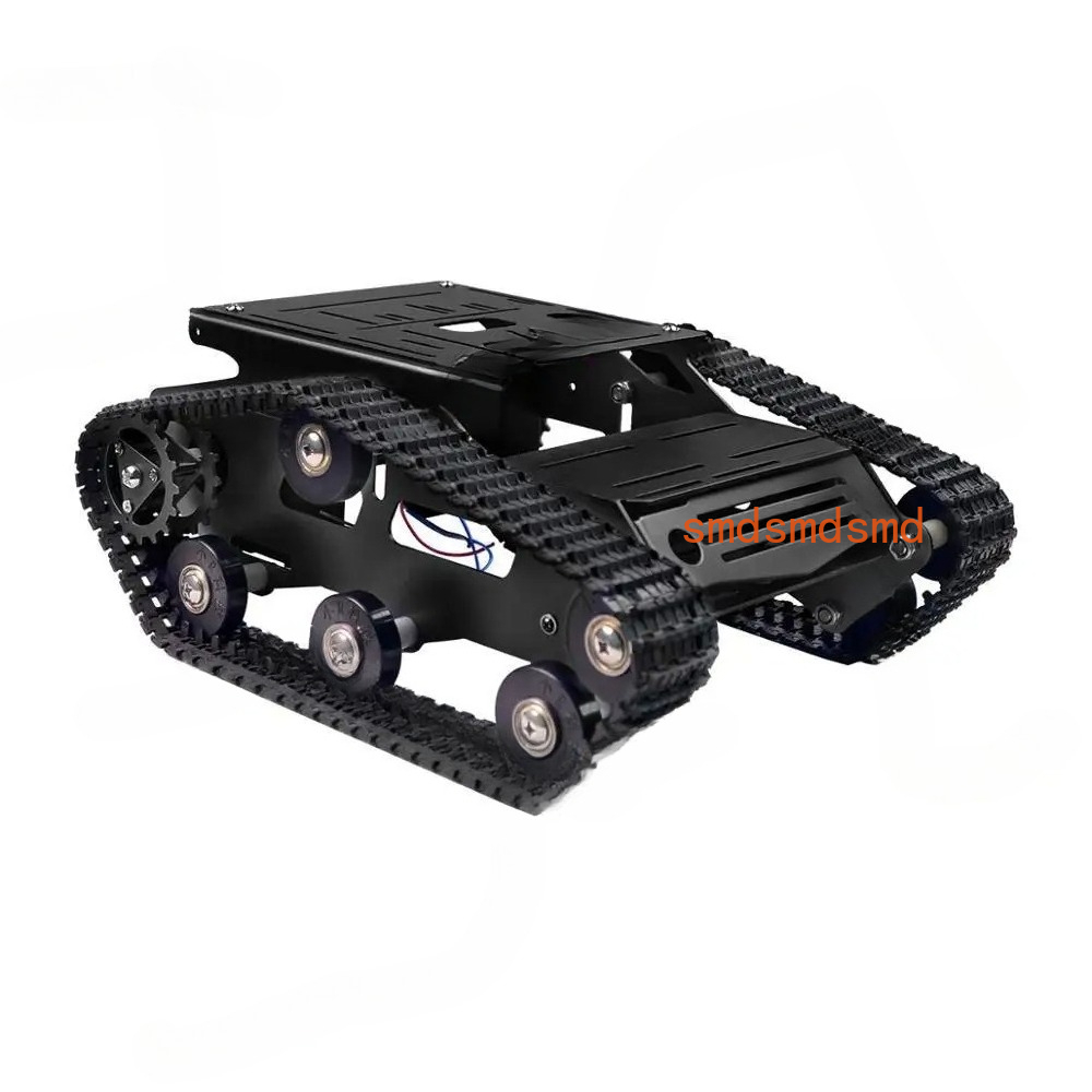 Raspberry Pi Robot Platform Tank Chassis - スマートロボットカータンクシャーシキットアルミ合金大型プラットフォーム、Arduino/Raspberry Pi DIYリモートコントロールロボット用2WDモーター付き