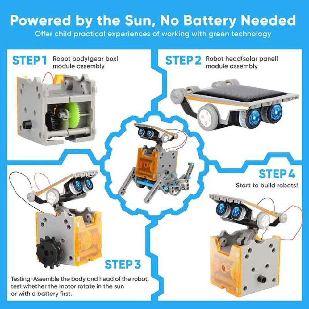 13 in 1 ソーラーロボット科学キット DIY ビルディ - Solar Powered Robot Kit 14 In 1 のレビューと価格
