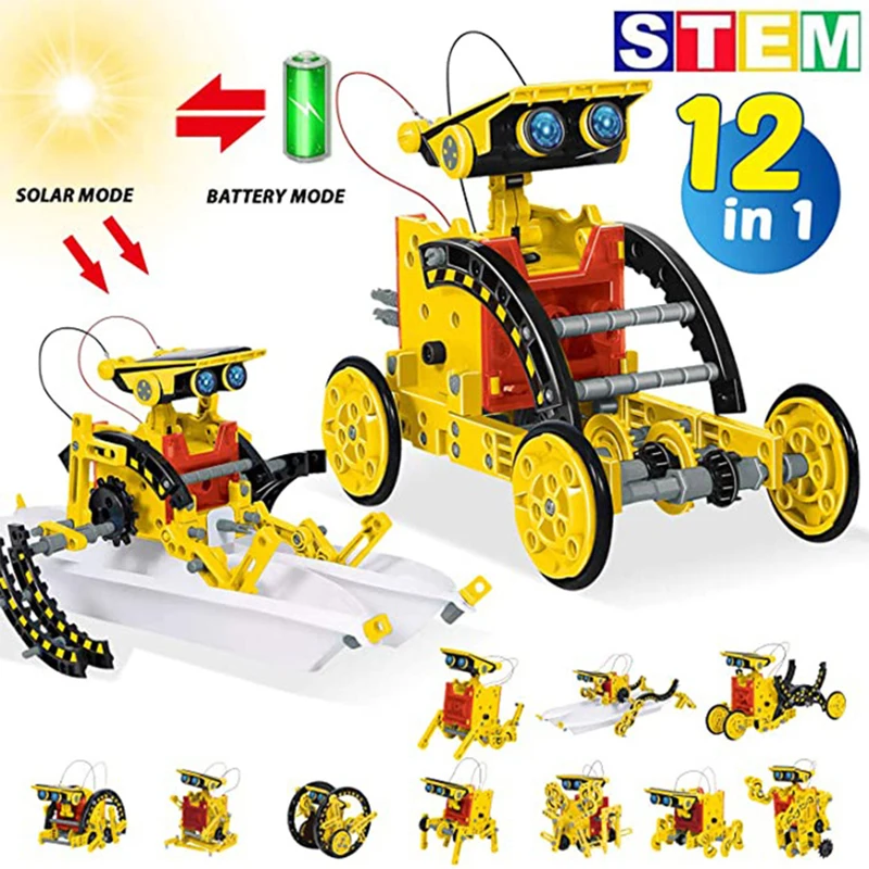 12 in 1 科学実験ソーラーロボットおもちゃ DIY ビ - Solar Powered Robot Kit 14 In 1 のレビューと価格