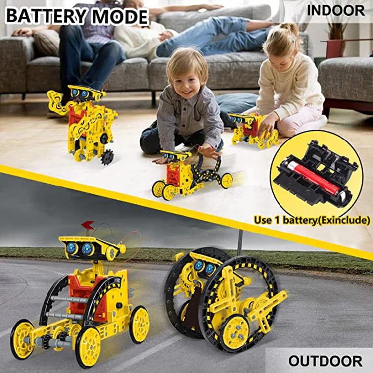 12 in 1 科学実験ソーラーロボットおもちゃ DIY ビ - Solar Powered Robot Kit 14 In 1 のレビューと価格