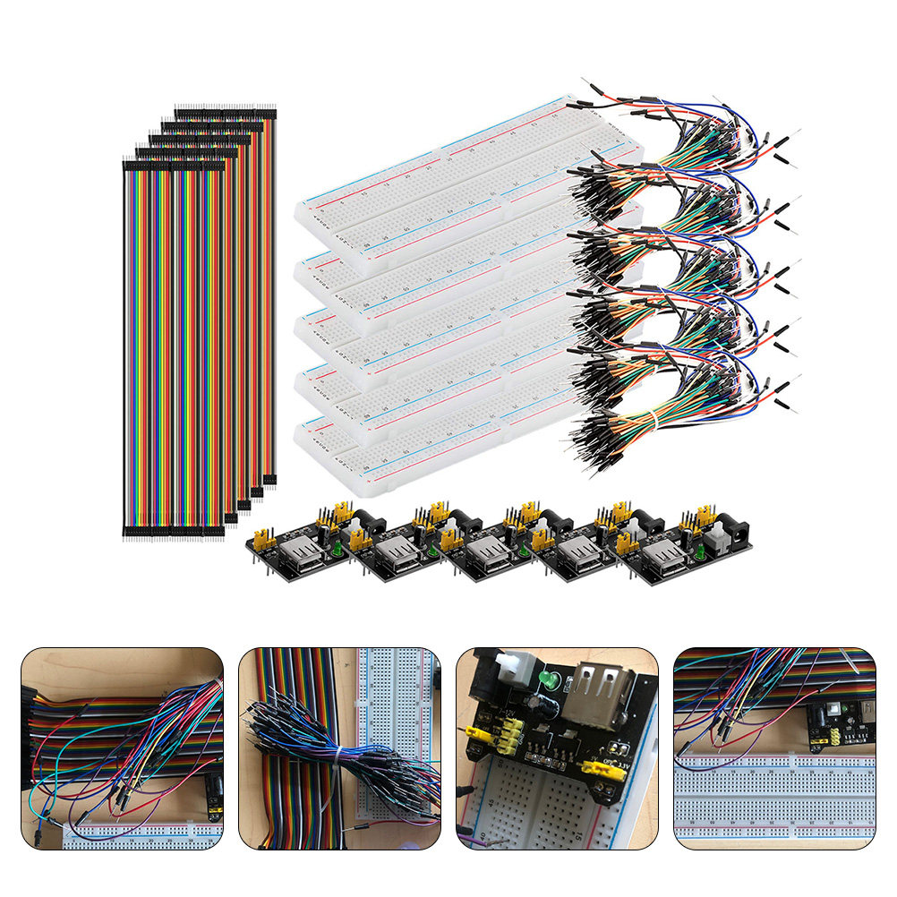 830ポイントのブレッドボードスターターキット。5V/3.3 - Breadboard Jumper Wires Power Supply Kit のレビューと価格