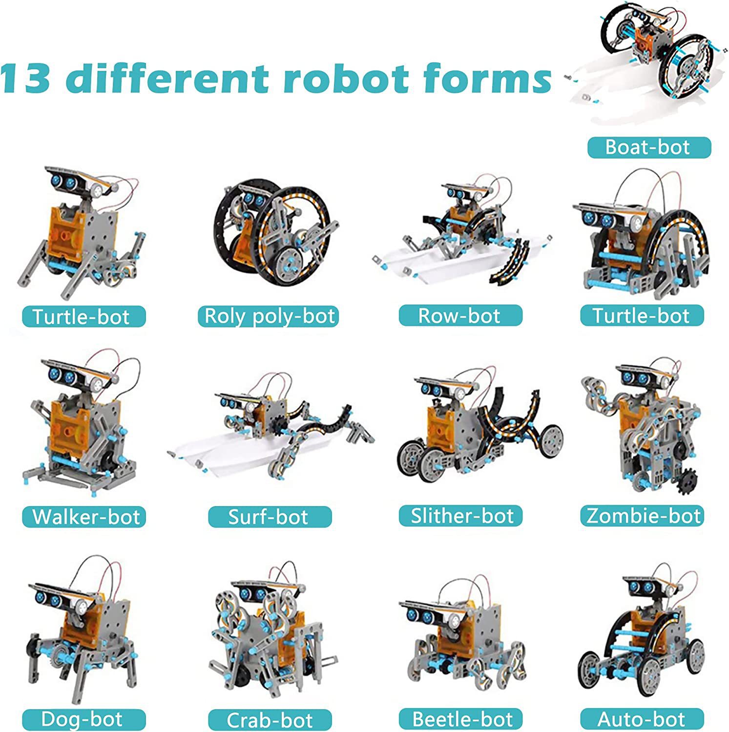 13 in 1科学実験ソーラーロボットおもちゃDIY組み立て - Solar Powered Robot Kit 14 In 1 のレビューと価格