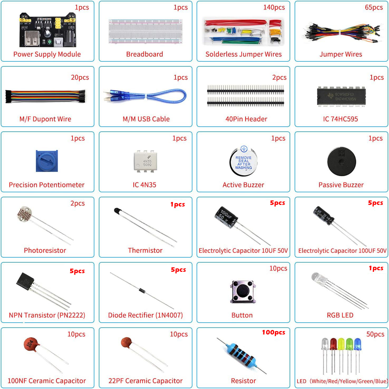 電子スターター キット、電源、ブレッドボード、ジャンパー ワ - Breadboard Jumper Wires Power Supply Kit のレビューと価格