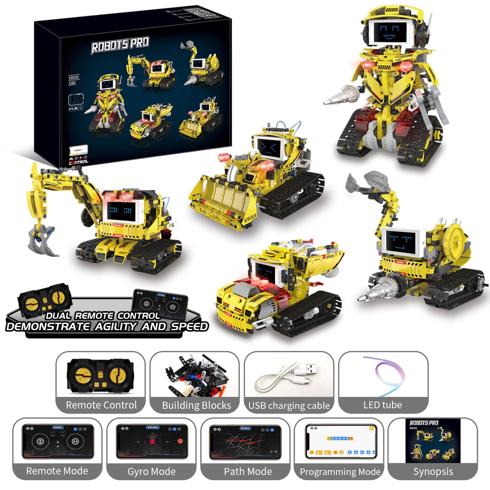 660ピース 5-in-1 エンジニアリングロボット組み立て - Stem Robot Building Kit Coding のレビューと価格