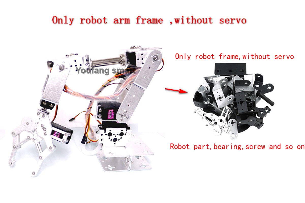 シルバー6DOFロボットメタルアロイメカニカルアームクローM - Programmable Robotic Arm Kit Arduino のレビューと価格