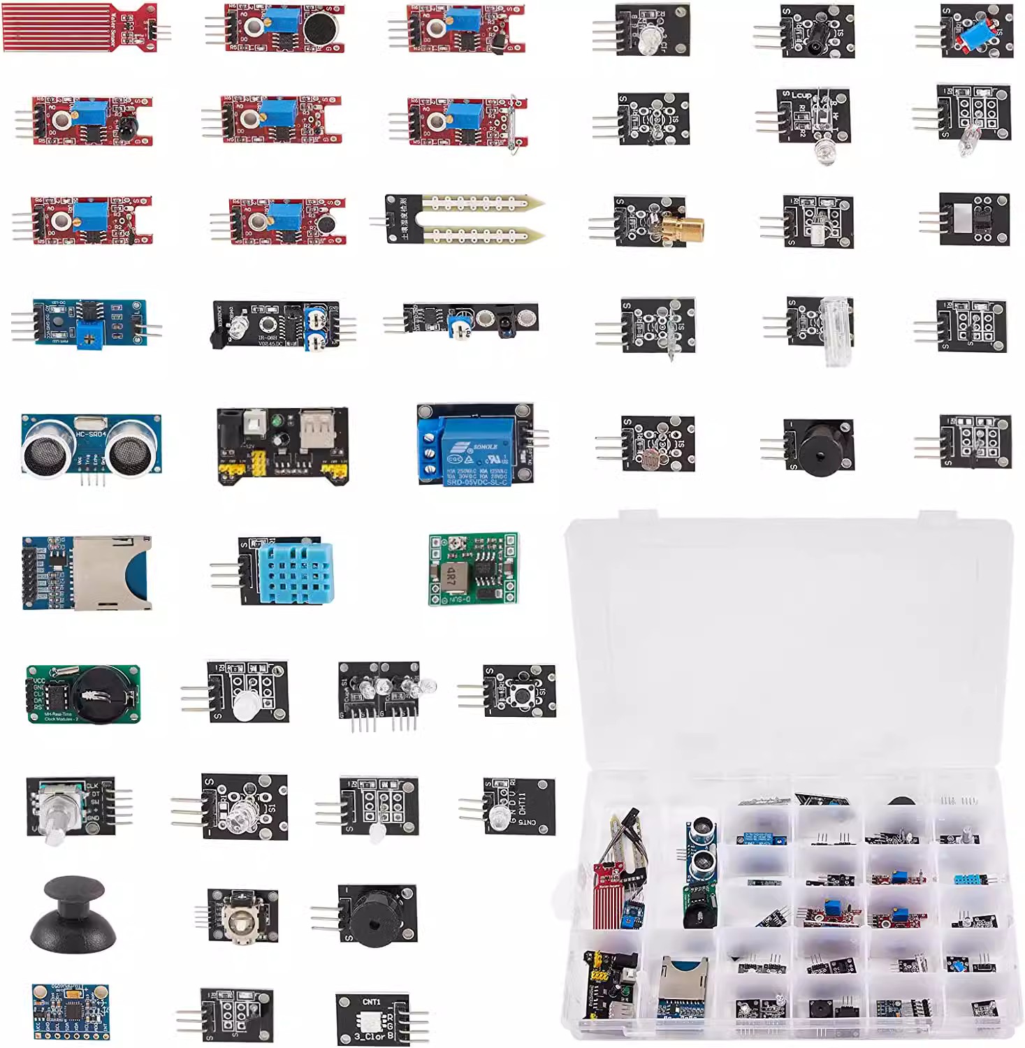 Arduino用45 in 1センサーモジュールスターターキ - Arduino Sensor Kit 37 Modules Starter のレビューと価格