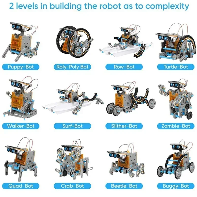 ソーラーロボットキット ハイテク科学玩具 13 in 1 知 - Solar Powered Robot Kit 14 In 1 のレビューと価格