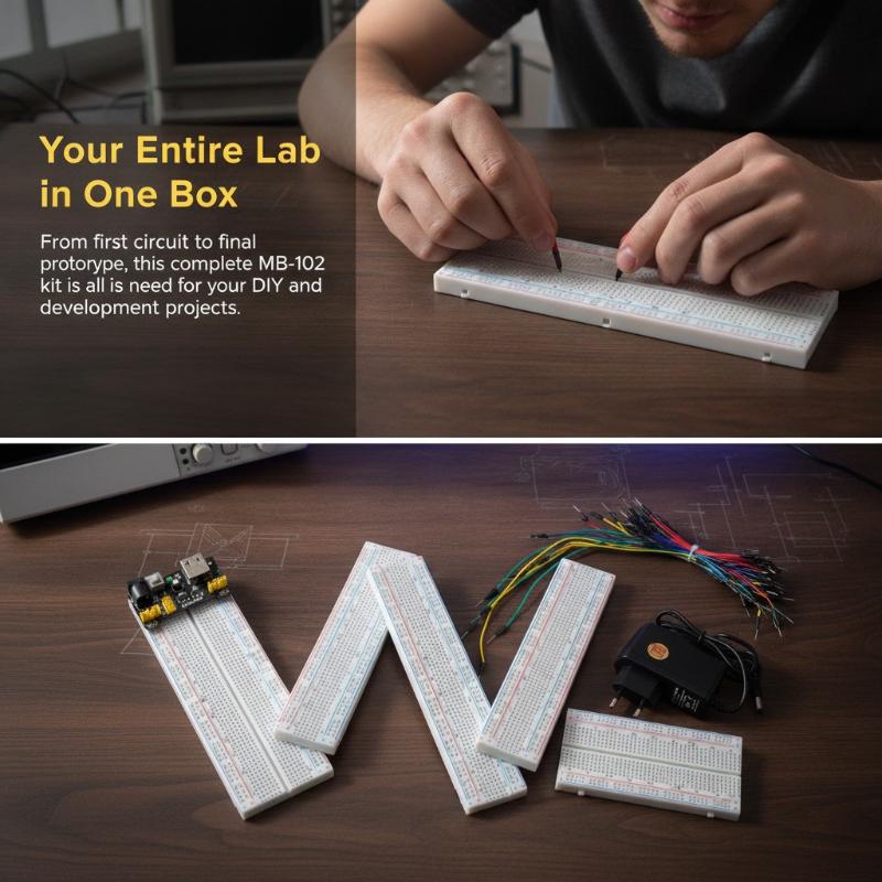 MB-102 ブレッドボードキット。ジャンパーワイヤー、電源 - Breadboard Jumper Wires Power Supply Kit のレビューと価格