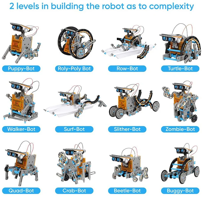 STEMソーラーロボットキット ハイテク科学玩具 12 in - Solar Powered Robot Kit 14 In 1 のレビューと価格